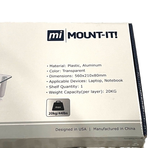Mi Mount-It Tabletop Monitor Riser; Clear Plastic/Aluminum; 44 lb. capacity - Picture 3 of 4